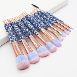 10 pieces of exquisite diamond-fitting makeup brushes set facial eye lip eye shadow eyebrow comb eyelash spool foundation brush tool cosmetics