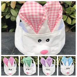 2021 Hot Easter storage basket, hand basket, long ears plush Easter rabbit decorated small round basket holiday series