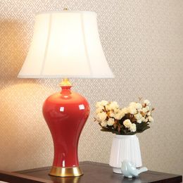 Table Lamps Chinese Style Ceramic Desk Lamp Red Wedding Celebration Large Living Room Study Family Model