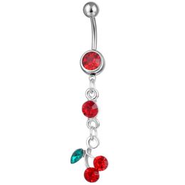 YYJFF D0091B Cherry Red Color Belly Navel Button Ring
