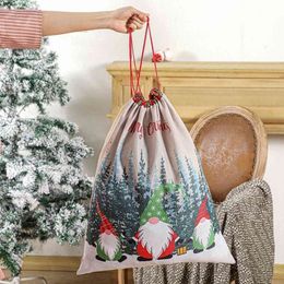 Christmas Advent Calendar Countdown Gift Bag Jute Candy Diy Xmas Calendrier Drawstring Linen Bundle Pocket Covered