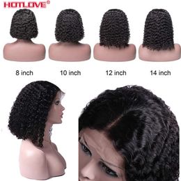 Short Curly Bob Wigs Brazilian Human Hair T Part Lace Front Wigs Kinky Curly Hair For Black Women Pre Plucked with Baby Hairfactory direct