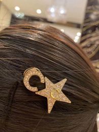 Luxury uality Charm hair clip with star shape and sparkly diamond for women wedding jewelry gift have box stamp PS7559