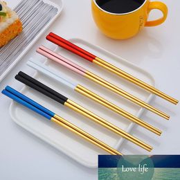 1 Pair Chinese Metal Chopsticks Stainless Steel Square Stylish Healthy Reusable Colourful Household Food Sticks For Sushi Kitchen