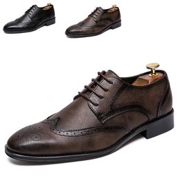 Mens Formal Genuine Leather Shoe Fashion Zapato Social Male Wedding Dress Loafer Oxford Weave Printing Lace-up Daily Brogue Dress Shoes
