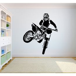 Wall Decal Motorcross Dirt Bike Sticker Bedroom sport dirt bike motorcycle Personalised boys teenager room A-009 210308