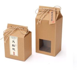 2021 Tea Packaging Cardboard Kraft Paper Bag Folded Food Nut Tea Box Food Storage Standing Up Paper Packing Bag