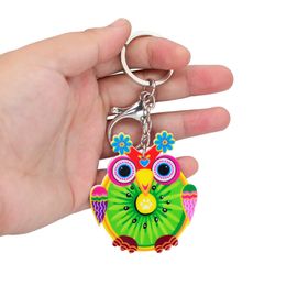 Cute Cartoon Acrylic Keychains Creative Owl night Owl Animal Key Chain Jewellery For Women Kids Girls Gift Car Accessory