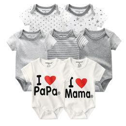 7 PCS/LOT Short Sleeve Baby Rompers 100%Cotton overalls born clothes Roupas de bebe boys girls jumpsuit&clothing 210824