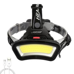 Head Lamp USB Rechargeable LED Headlamp Headlight Wide Angle COB Head Lantern Light for Outdoor Camping Hiking