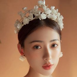 Gorgeous Handmade Royal Wedding Tiara Crowns with Earring Crystal Brides Headbands Evening Jewellery Bridal Hair Accessory
