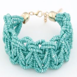 Bohemian Style Colourful Handmade Mini Beads Bracelets & Bangles Layer Chunky New Women Bracelet A226g Q0719