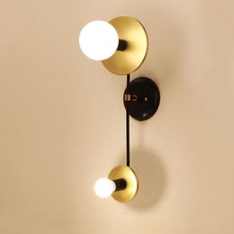 pole wall sconce UK - Wall Lamps Modern Double Head Pole Lamp Gold Metal Light For Bedroom Living Room Sconce TV Art Decor Home Lighting H160