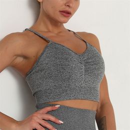 New Top Women Hot Sale Push Up Sports Tops Fitness Women Sport Camis Gym Sports Bra Padded Gym Running Tank Top Corset Top 210308
