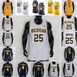 Camisa de basquete Michigan Wolverines Jace Howard Tray Jackson Olivier Nkamhoua Terrance Williams Tarris Reed Jr Dug McDaniel Juwan Howard Chris Webber Jalen Rose