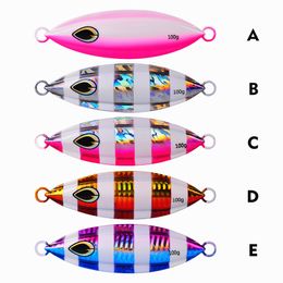 High Quality 5 color 11cm 100g sinking metal lures The slow cranking iron plate lead fish, boat sea fishing luminous lure iron plates