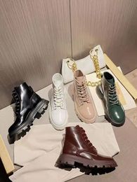 High quality women's short boots fashion round head cow leather lace up Martin boot retro designer shoes show banquet women shoe luxury box 35-40