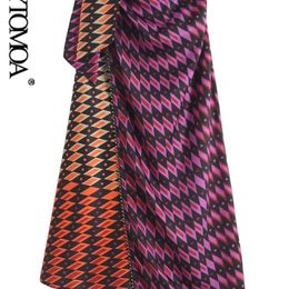 KPYTOMOA Women Fashion With Knotted Metallic Appliques Printed Midi Dress Vintage High Waist Back Zipper Female Skirts Mujer 220312