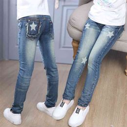 children girl ripped jeans Australia - Children denim Pants girls ripped jeans baby kids start leggings autumn clothes girl cotton casual pencil trousers 210903