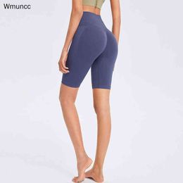 Wmuncc Fitness Gym Shorts Knee Length Sexy Scrunch Butt Stitching Sport Legging Squat-proof Activewear Seamless High Waist Solid H1221