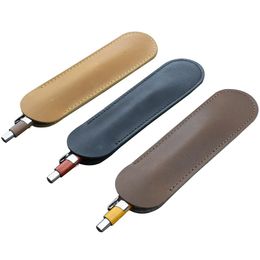 Pencil Bags Handmade Real Leather Pen Protector Case Portable Cowhide Pencilcase Writing Materials Sleeve Ballpen Sheath Office School GIft