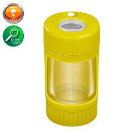 Father Gift Party Favour Rechargeable Air Tight Storage Herb Stash Container Magnifying Mag Led Plastic Jar Glow with Smoking Pipe and Grinder