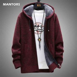 Men's Sweater Cardigan Winter Wool Liner Hooded Sweaters Thick Warm Knitted Men Slim Sweater Coat Mens Jacket Clothing XXXL 210813