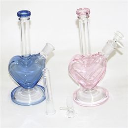 Heart Shape Glass Bongs Water Pipes Hookahs Bong Dab Oil Rigs With 14mm Smoking Dry Herb Bowls Accessories