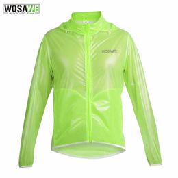 Racing Jackets WOSAWE Hoodie Raincoat Waterproof Transparent Windproof Cycling Jacket Lightweight MTB Bike Jakcet For Running Hiking
