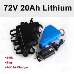 Powerful Triangle 3000W 3500W 72V 20Ah lithium li ion battery pack with bms for electric bicycle/e-scooter/golf cart+3A charger