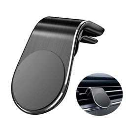 Magnetic Car Phone Holder L Shape Air Vent Mount Stand in Car Cell Phone Stand Holder For Samsung Support GPS with Package