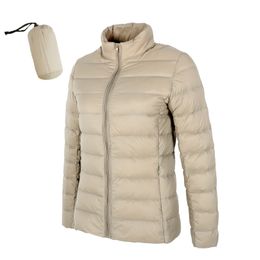 Matte Woman Ultra Light Duck Down Jacket Stand Collar Warm Outwear Soft Coats 211018
