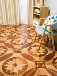 Lotus pattern white oak hardwood flooring home decoration medallion inlay engineered parquet floor tile marquetry wallpaper rugs wall decal