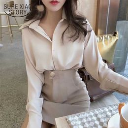 2021 Spring Long Sleeve Casual Women's Tops and Blouses Korean Loose Blouse Women Shirt POLO Collar Lady Clothing Feminine chic 210226