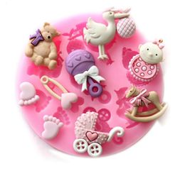 Baking Moulds 3D Baby Horse Bear Silicone Cake Mould Turn Sugar Cupcake Jelly Candy Chocolate Decoration 7.8*7.8*1cm SN