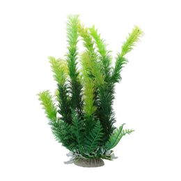 Decorations Aquarium Ceramic Base 9.8" Height Plastic Aquatic Plant Green