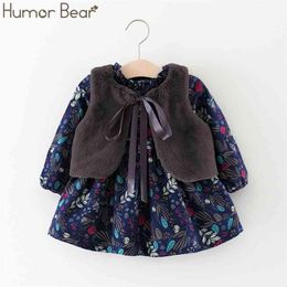 children Clothing Girl Dress Spring Autumn Cotton Bow Long Sleeve Party Fake Two Cute infant Baby Girls Clothes 210611