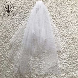 Two Layer Beaded Stones Edge Short Wedding Veil X0726