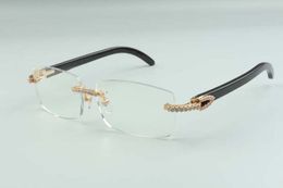 style Sunglasses high-end designers medium diamonds glasses 35012 natural black buffalo horns frame size: 36--140mm SVNB