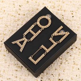Luxury quality Charm letters with diamond drop earring in 18k gold plated for women and mother wedding jewelry gift have box PS4100