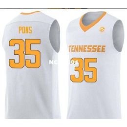 Vintage 21ss Tennessee Vols Yves Pons #35 Basketball Players College Real embroidery jersey Size S-4XL or custom any name or number jersey