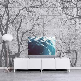 Wallpapers Custom Mural Wallpaper Brick Stone Natural Tree Background Po Wall Papers Home Decor Art Designs Customization Black White 3D