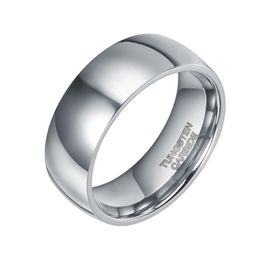 Wedding Rings Ring Men 8mm Silver Colour Tungsten Dome Polished Band Male Engagement Fashion Jewellery Anillos Hombre