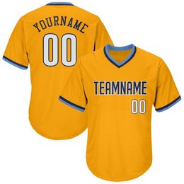 Custom Gold White-Navy-0010 Authentic Throwback Rib-Knit Baseball Jersey Shirt