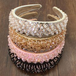 Hair Clips & Barrettes Handmade Millet Crystal Pearl Hairband Sparkly Rhinestone Baroque Headband Faux Hoop Bands For Women Accessories