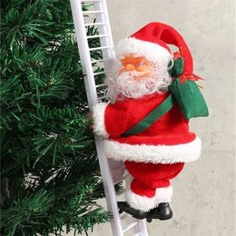 Christmas Climbing Ladder Santa Claus Electric Hanging Xmas Ornament Toys Tree Decoration Party Funny New Year Kids Gifts 201017