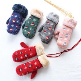 Fingerless Gloves 200PAIRS / LOT Winter Women Full Finger Elk Animal Pattern Cute Christmas Gift Female Girls Mittens