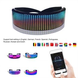 LED Luminous Glasses Bluetooth-compatible LED Glow Sunglasses DIY Pattern Electronic Glasses Party Prop for Halloween KTV DJ Bar