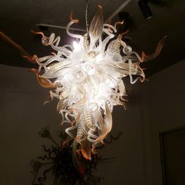 Modern Flower Chandelier New Fashion Hand Blown Art Glass Leaf Lamp Hotel Home Decoration LED Chain Pendant Light for Sale 70 by 90 CM