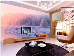 photo wall murals wallpaper 3d stereoscopic wallpaper Silver-covered winter snow scenery wallpapers background wall